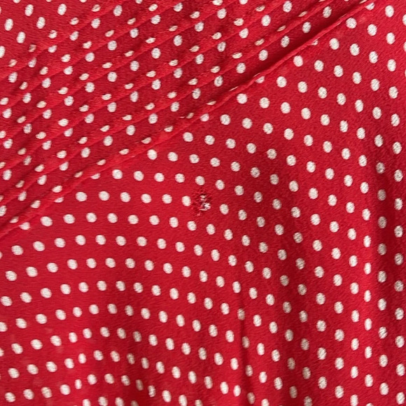 Adrianna Papell Silk Polka Dot Asymmetrical Hem Dress in Red & Cream Siz… - Picture 9 of 12